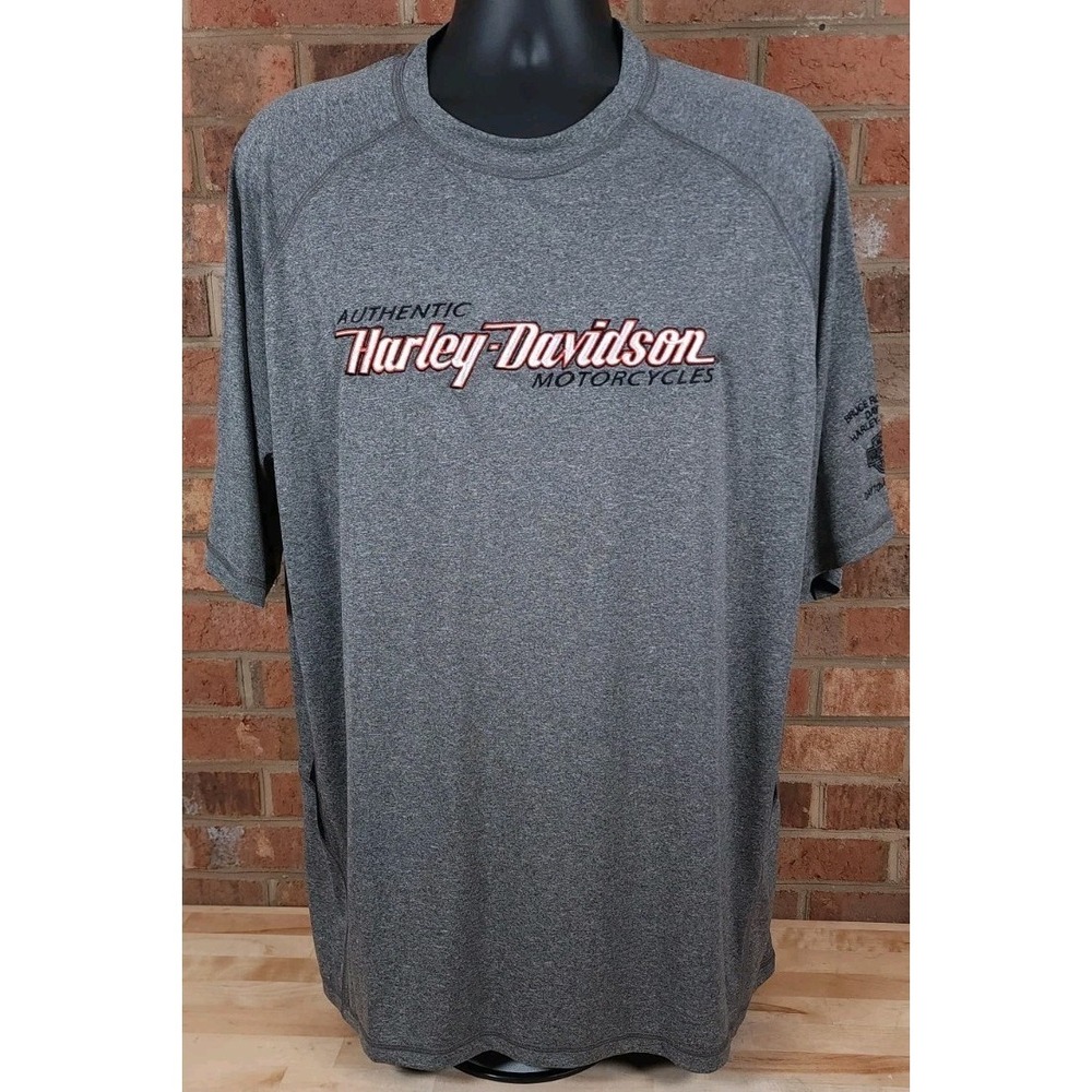 Harley Davidson Embroidered Logo Spell Out Gray T-shirt Size 2XL